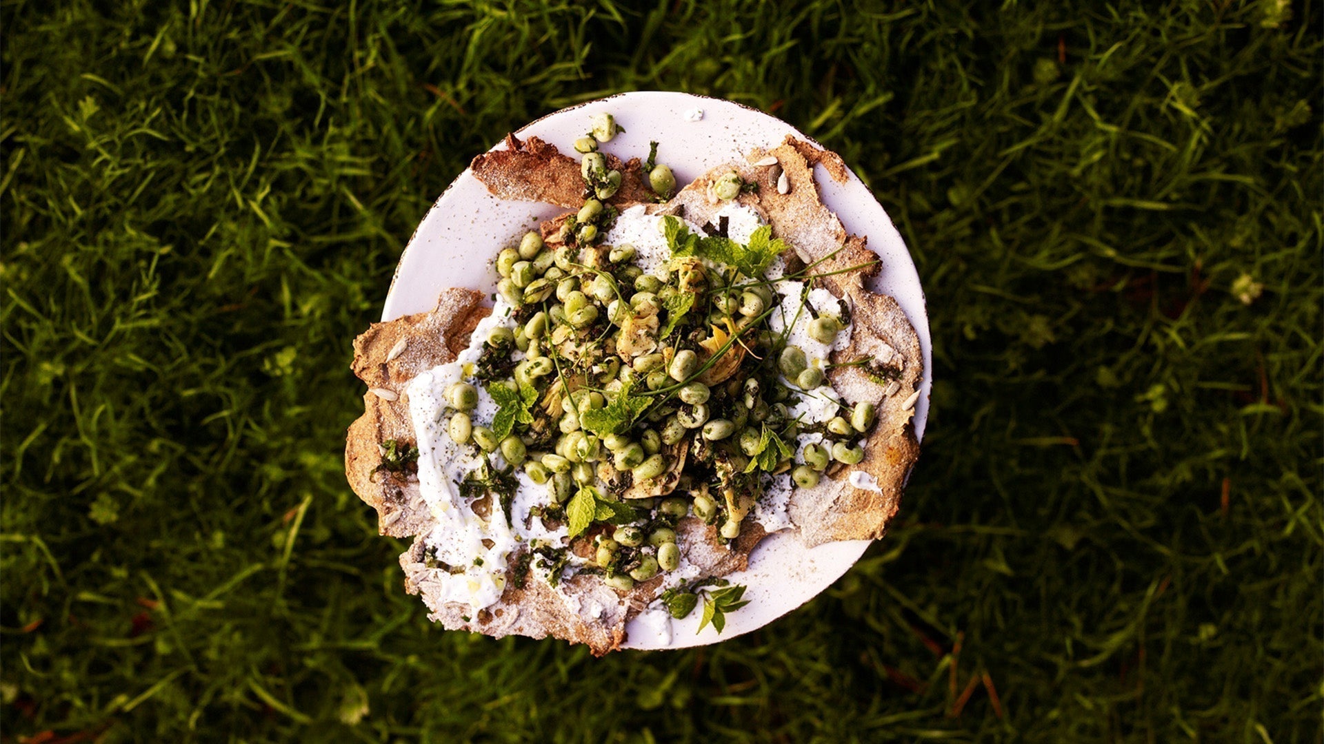 Broad Bean Rye Crispbreads With Artichokes and Mint